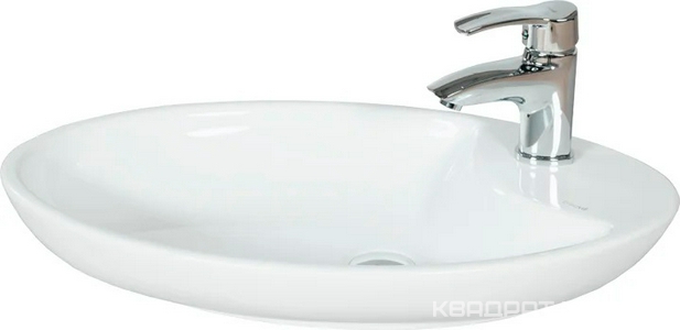 Раковина-чаша накладная Mina 65x41 см, с отверстием для смесителя, белая KL