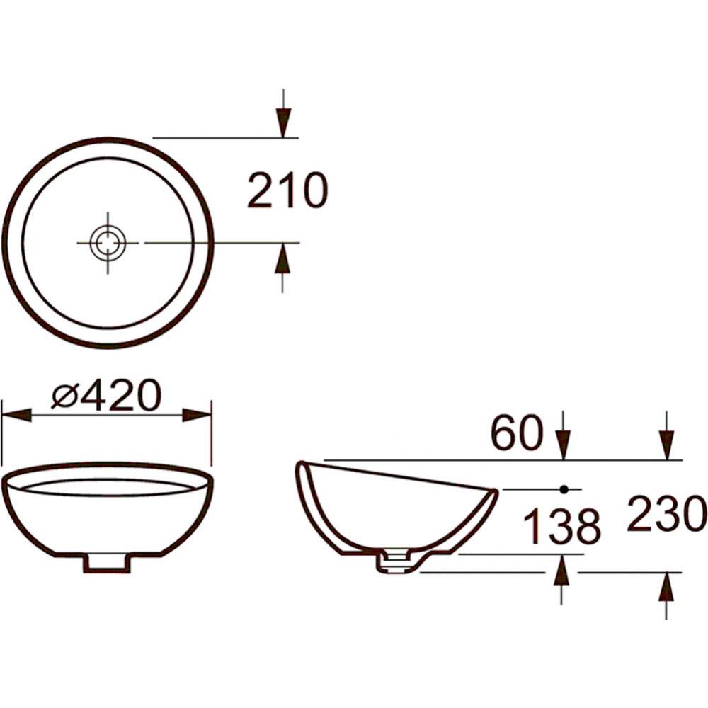 Раковина Roca-Bol, накладная в компл., д=420 в комлекте без пьедестала ZZ