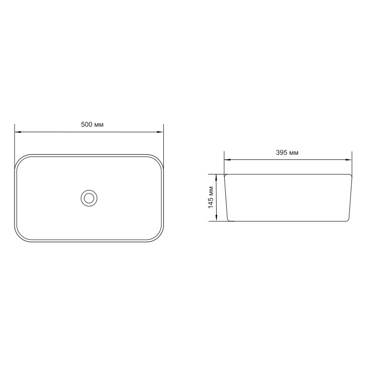 Раковина - чаша Aquanet Lake 1, 50x39.5x14.5 см, без отверстия под смеситель, без донного клапана, цв. белый, ZZ