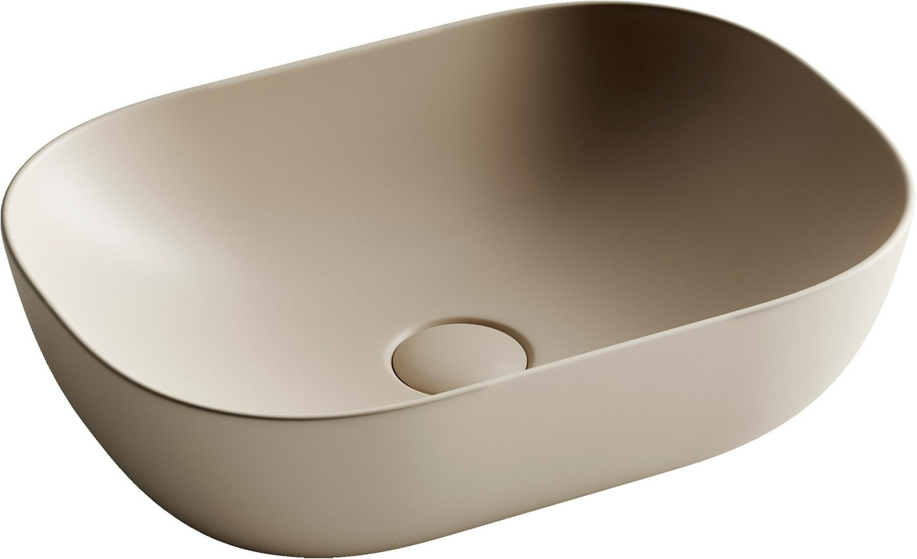 Раковина накладная 45х32 см, БЕЗ отверстия под смеситель, БЕЗ донного клапана, цв. капучино матовый ZZ