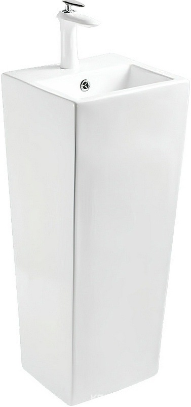 Раковина прямоугольная напольная SantiLine SL-4010, 34,5x33х84 см, слив-перелив в комплекте, цв. белый, ZZ