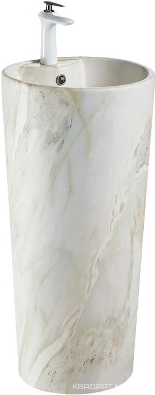 Раковина круглая напольная 41*41*h85 см, цв.светлый мрамор ZZ