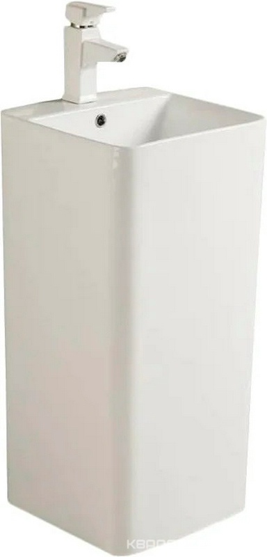 Раковина прямоугольная напольная 42x41х84 см, слив-перелив в комплекте, цв. белый ZZ