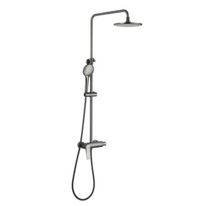 Душевая стойка Tropic LM7002BL, душ. шланг, душ. лейка, держатель д. душа, крючок, крепления, эксцентрики, цв.черный матов, ZZ
