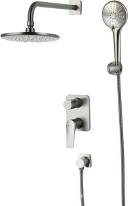 Душевой комплект Lemark Bronx LM3729GM, С ВНУТРЕННЕЙ ЧАСТЬЮ, смеситель, верхний душ,  настенный держатель, цв.графит, ZZ