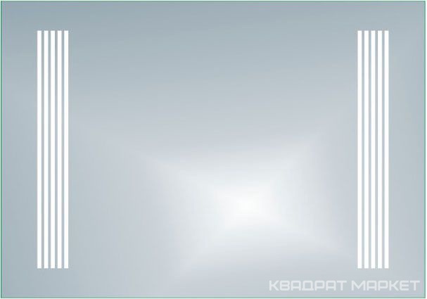 Зеркало с внутренней подсветкой Линия 2, 1000*700 (2 вертикальных светильника) , выключатель и крепеж в комплекте XX