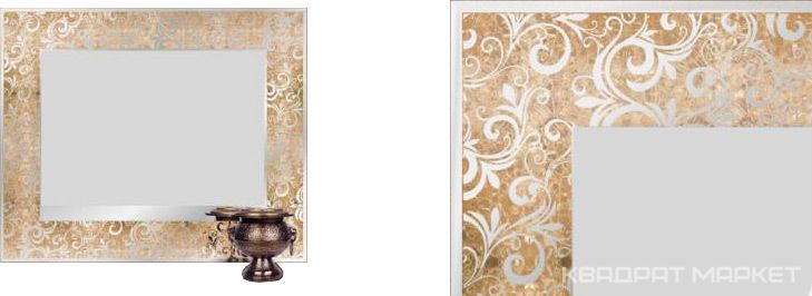 Зеркало "Тесс Золото", 780x620 мм, фацет, крепление универсальное ZZ