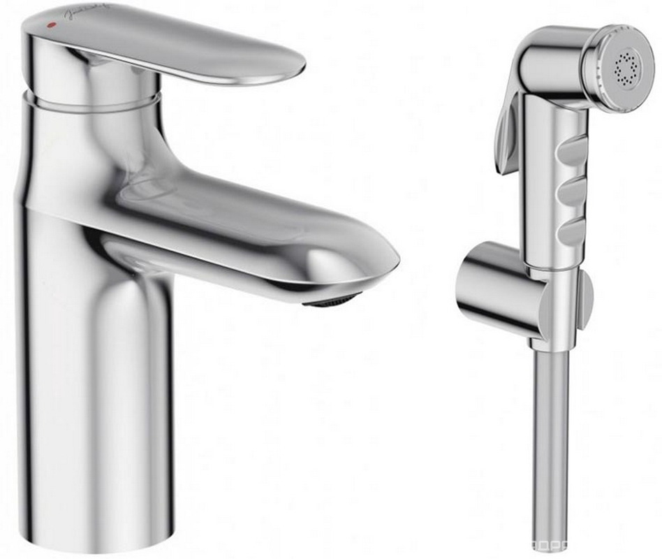 Смеситель для раковины Kumin с гигиенич. душем, донный клапан в комплекте, хром