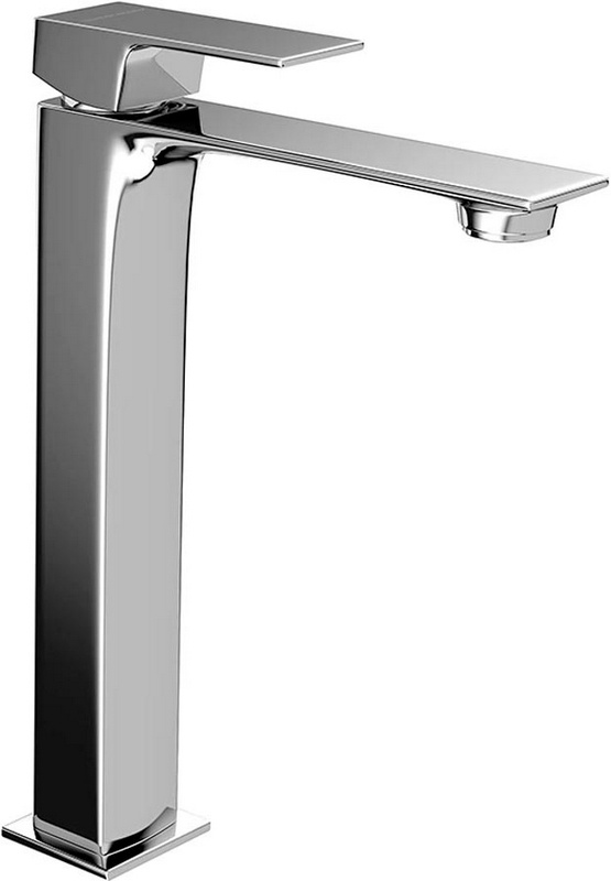 Смеситель для раковины, высокий, без донного клапана, хром