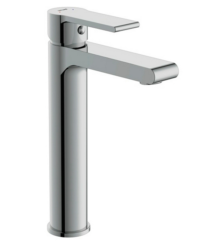 Смеситель для раковины, высокий, донный клапан click clack в комплекте, цв.хром