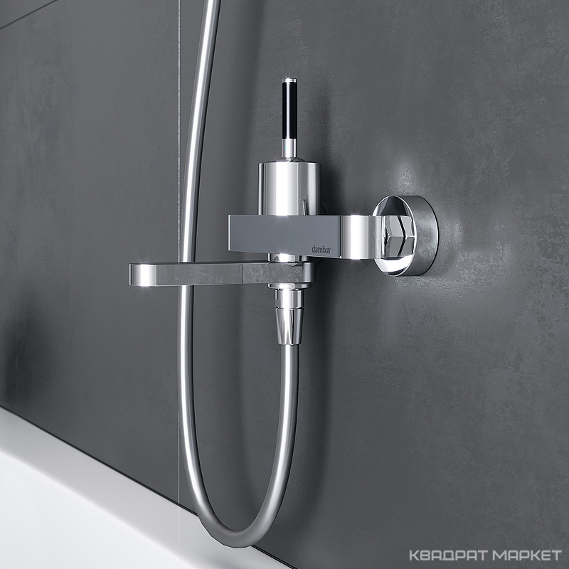 Смеситель для ванны, (корпус цв.хром, ручка цв.черный), Arc