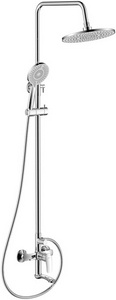 Душевая стойка для ванны/душа, поворотный излив, верхн.душ + ручной душ, цв. хром