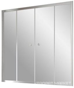 Шторка на ванну Z2V, 170x140 см, раздвижная, профиль хром глянцевый, стекло прозрачное ZZ