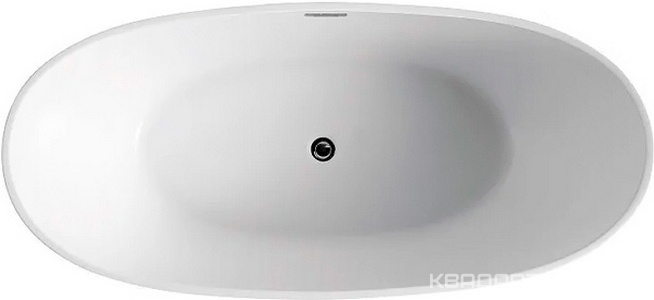 Ванна акриловая GLASGOW 1660х780х665 мм свободностоящая, слив-перелив по центру, с сифоном и каркасом, цвет белый, ZZ