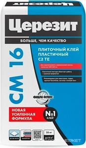 Клей для плитки эластичный серый СМ16  25кг
