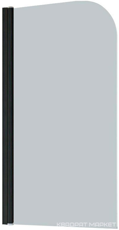 Шторка на ванну универсальная 75x140 см, профиль черный матовый, стекло прозрачное, ZZ