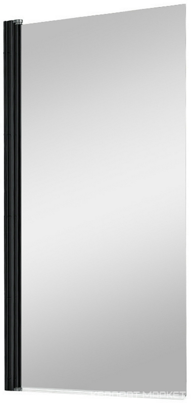 Шторка для ванны распашная 800х1400 мм, прозрачное стекло, цвет черный ZZ