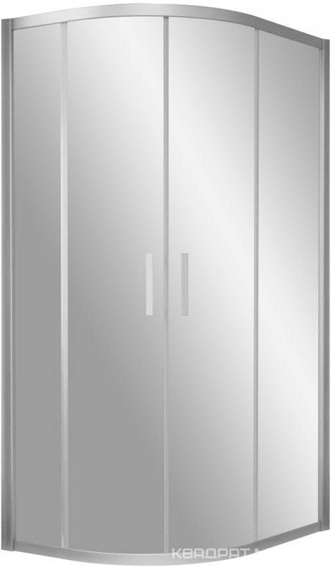 Душевое ограждение ZS-F 120x110x1900 мм, полукруглое, ассиметричное, профиль матовый хром, стекло сатин  с покрытием QuickNano, БЕЗ поддона ZZ