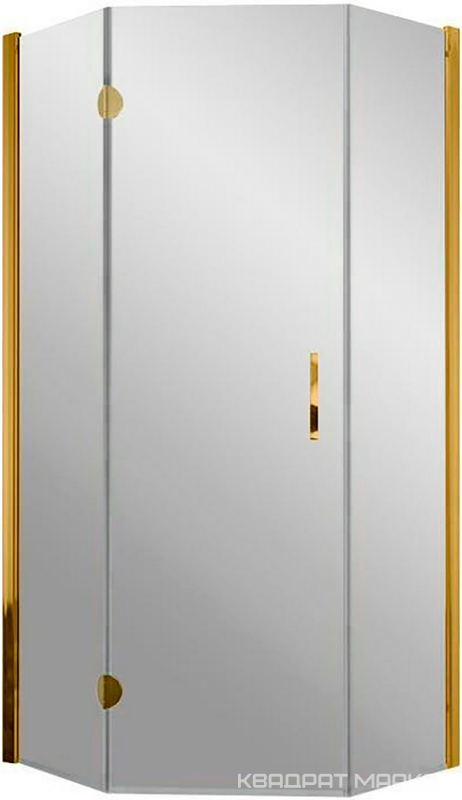 Душевое ограждение пятиугольное AFA-Pen, 90x90x1900, левое, профиль золото, стекло прозрачное, БЕЗ поддона ZZ