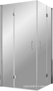 Душевое ограждение AFA 120x120x190 см, двери распашные, профиль хром матовый, стекло шиншилла, БЕЗ поддона ZZ