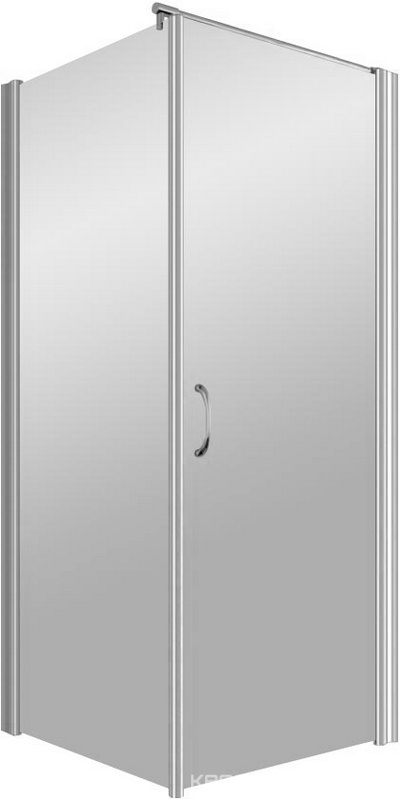 Душевое ограждение EP-Fis, 800*800*1900 мм, правая, профиль матовый хром, стекло прозрачное, БЕЗ поддона ZZ