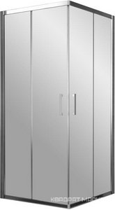 Душевое ограждение ZA 100x100x190 см, двери раздвижные, БЕЗ поддона, профиль глянцевый хром, стекло сатин ZZ