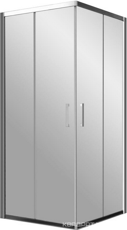 Душевое ограждение ZA 100*100*190 см, двери раздвижные, БЕЗ поддона, профиль матовый хром, стекло прозрачное ZZ