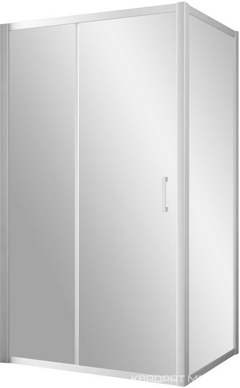 Душевое ограждение ZP+ZPV, 100*100*1900 мм, профиль хром матовый., стекло прозрачное, БЕЗ поддона ZZ