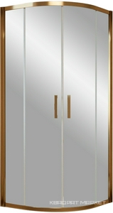 Душевое ограждение 90*90*190 см полукруглое с раздвижн. дверьми, профиль бронза, стекло прозрачное, БЕЗ поддона ZZ