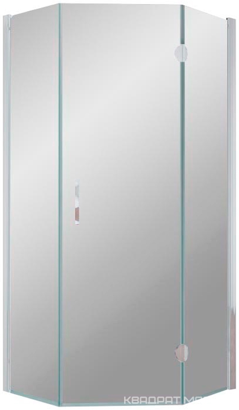 Душевое ограждение пятиугольное AFA-Pen, 90*90*1900, правое, профиль белый, стекло "шиншилла", БЕЗ поддона