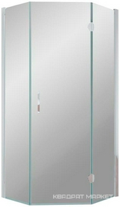 Душевое ограждение пятиугольное AFA-Pen, 90*90*1900, правое, профиль белый, стекло "шиншилла", БЕЗ поддона