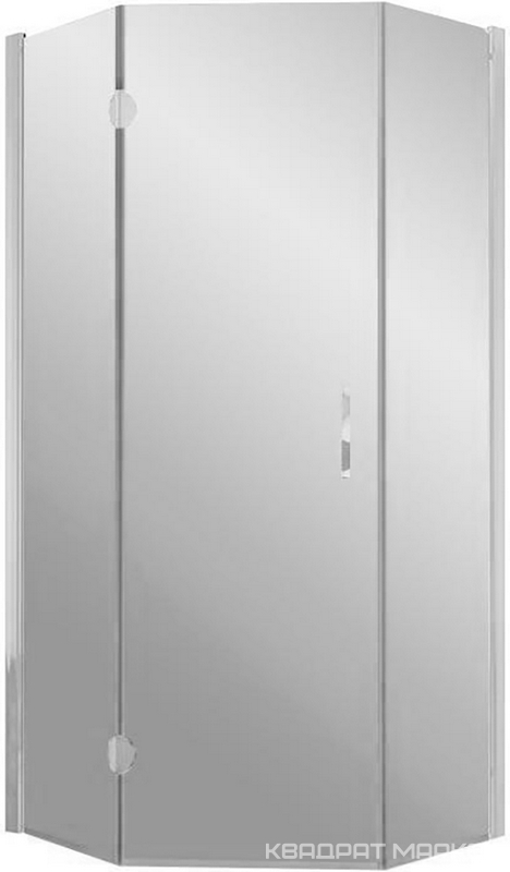 Душевое ограждение пятиугольное AFA-Pen, 90*90*1900, левое, профиль белый, стекло "шиншилла", БЕЗ поддона ZZ