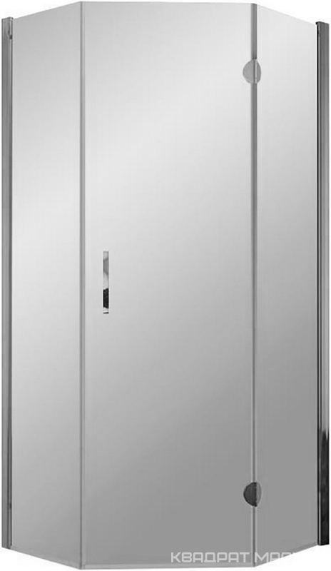 Душевое ограждение пятиугольное AFA-Pen, 100*100*1900, правое, профиль глянцевый хром, стекло сатин, БЕЗ поддона ZZ