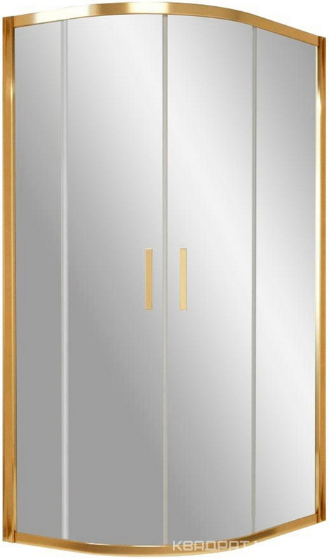 Душевое ограждение ZS-F 900x800x1900 мм, полукруглое, ассиметричное, профиль золото, стекло прозрачное с покрытием QuickNano, БЕЗ поддона ZZ