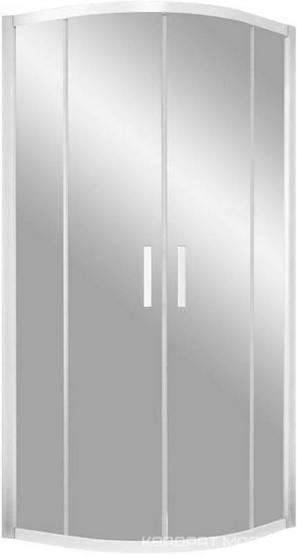 Душевое ограждение 90*90*190 см полукруглое с раздвижн. дверьми, профиль белый, стекло сатин, БЕЗ поддона ZZ