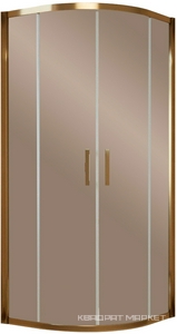 Душевое ограждение 90*90*190 см полукруглое с раздвижн. дверьми, профиль бронза, стекло бронза, БЕЗ поддона ZZ