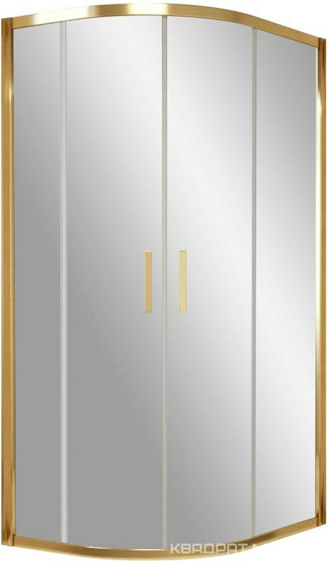 Душевое ограждение ZS-F 1000x800x1900 мм, полукруглое, ассиметричное, профиль золото, стекло прозрачное с покрытием QuickNano, БЕЗ поддона ZZ