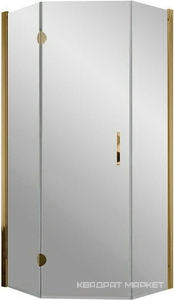 Душевое ограждение пятиугольное AFA-Pen, 100x100x1900, левое, профиль золото, стекло прозрачное QuickNano, БЕЗ поддона ZZ