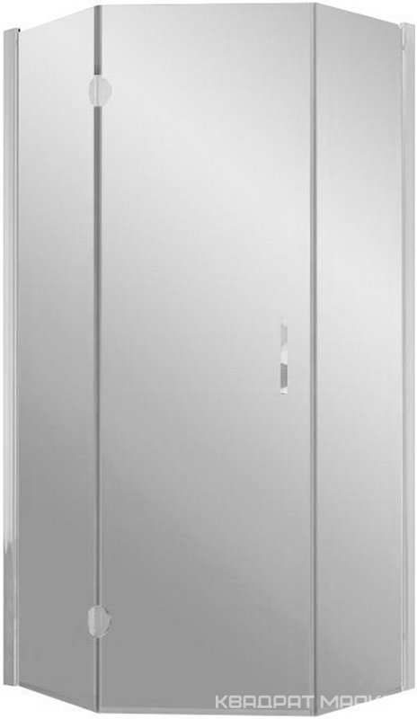 Душевое ограждение 90x90x190 см, левое,  пятиугольное с распашной дверью, профиль белый, стекло сатин, ZZ