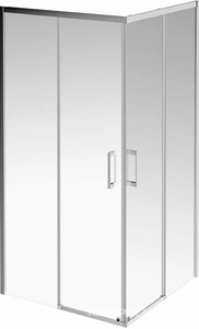 Душевое ограждение 100*100*195 см, квадратное, раздвижные двери, стекло прозрачное, цв. хром