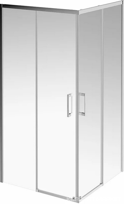 Душевое ограждение 100*100*195 см, квадратное, раздвижные двери, стекло прозрачное, цв. хром