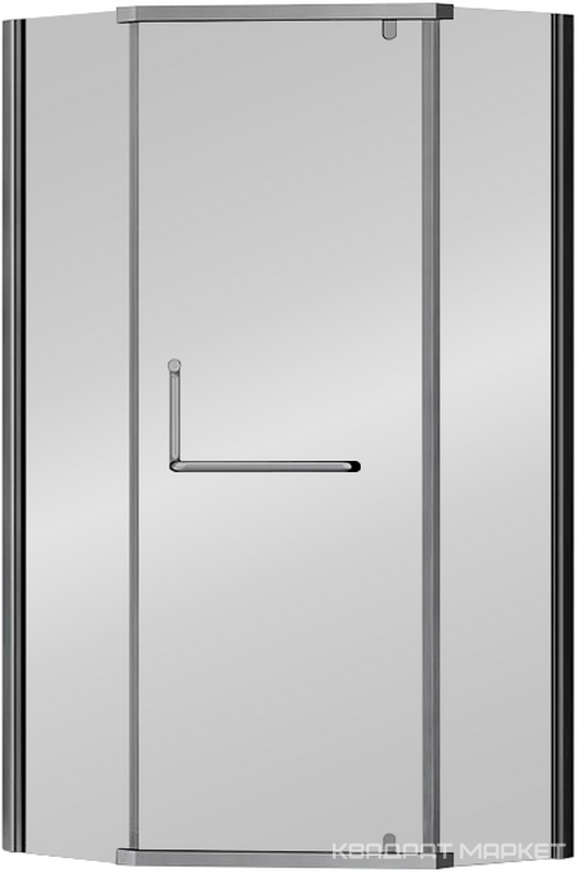 Душевое ограждение, пятиугольное, двери распашный 90*90*h195 cм, cтекло прозрачное, профиль графит