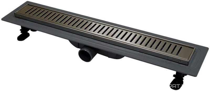 АКЦИЯ Душевой желоб 60 см, боковой слив D40, комбинированный затвор, перфорированная нерж. решетка "линии"