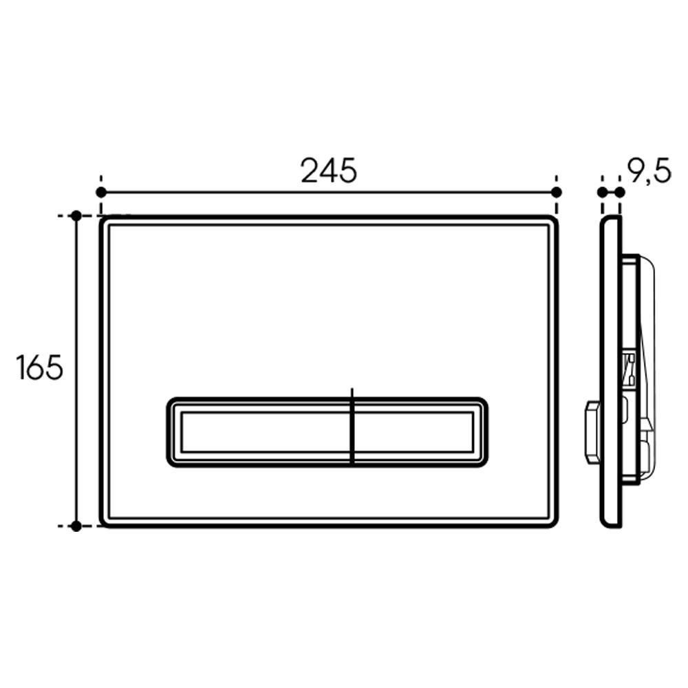Клавиша двойного смыва для инстал., д/унитаза, (пластик цв.черный матовый), Retangulo
