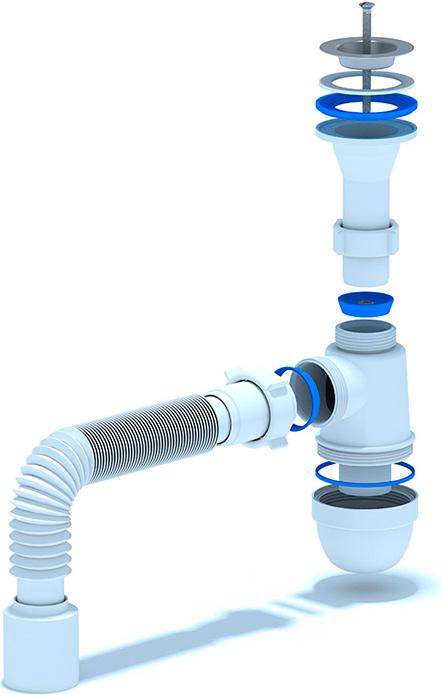 Сифон на умывальник, слив решетка, с гофрой ( выход d-50)