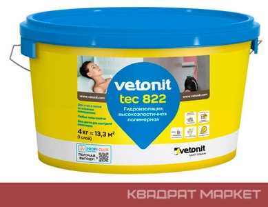 Вебер ветонит Гидроизоляция tec 822 Розовый 4кг.