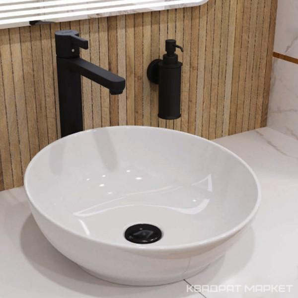 Раковина-чаша накладная Art Cut 40*40*15, без отверстия под смеситель, белая