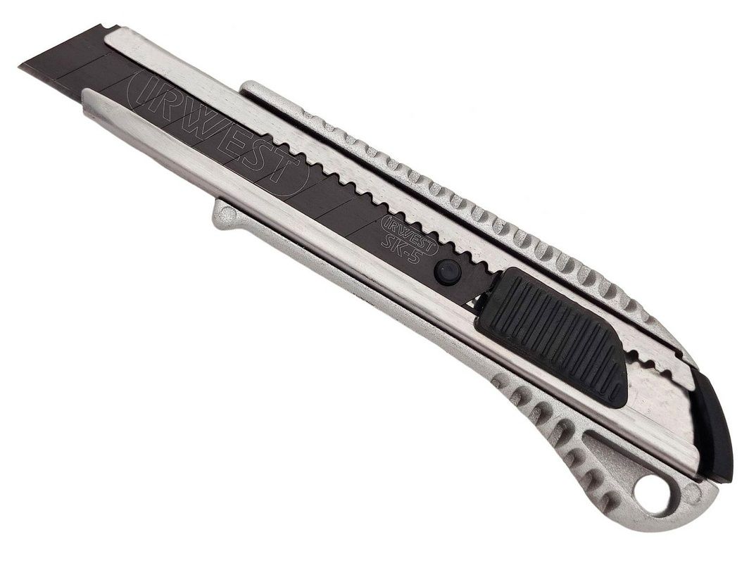Нож строительный мет.18мм. Лезвие SK5 BLACK.  (арт 15500)