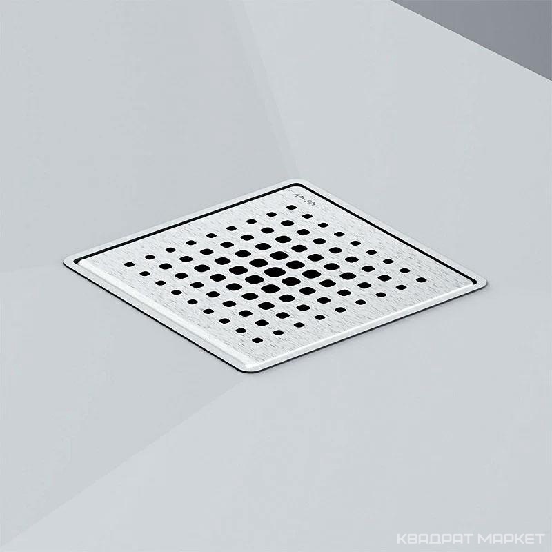 Душевой трап 10*10 см, комбинированный затвор, со стальной матовой решеткой