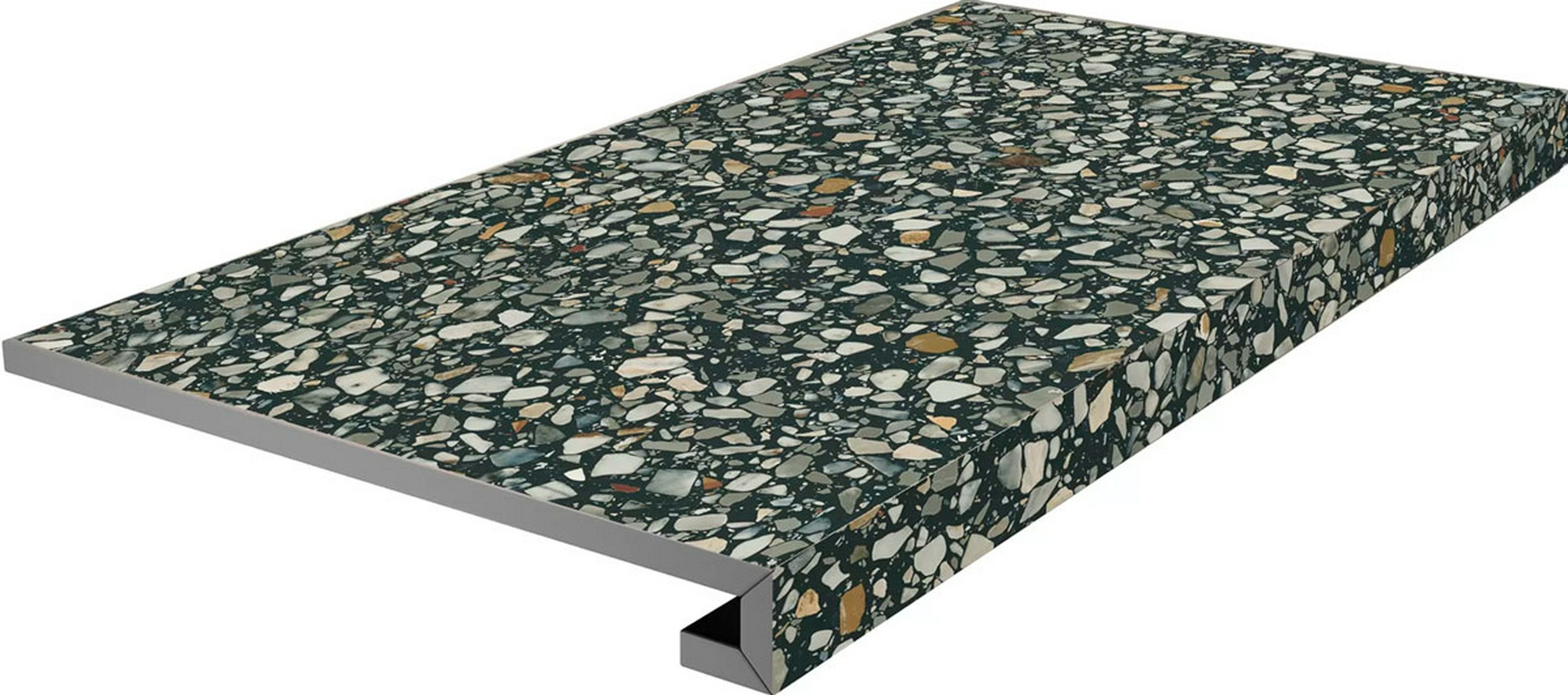 Ступень фронтальная клееная Бричиола чёрный матовый обрезной 33x60x0,9